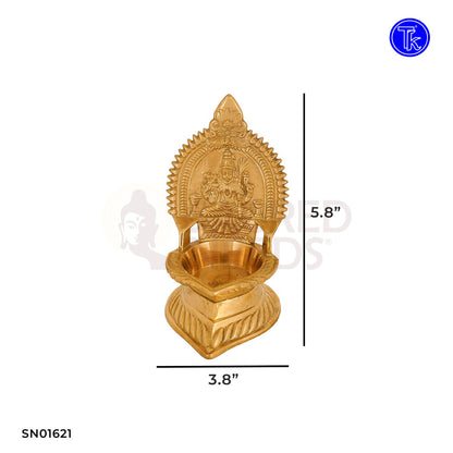 Brass Kanchi Kamakshi Vilakku – 5.8 Inch Traditional South Indian Brass Oil Lamp