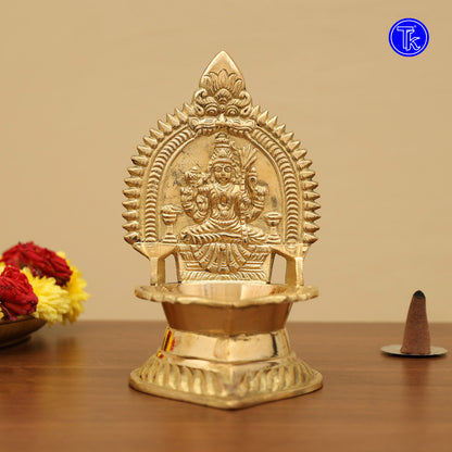 Brass Kanchi Kamakshi Vilakku – 5.8 Inch Traditional South Indian Brass Oil Lamp