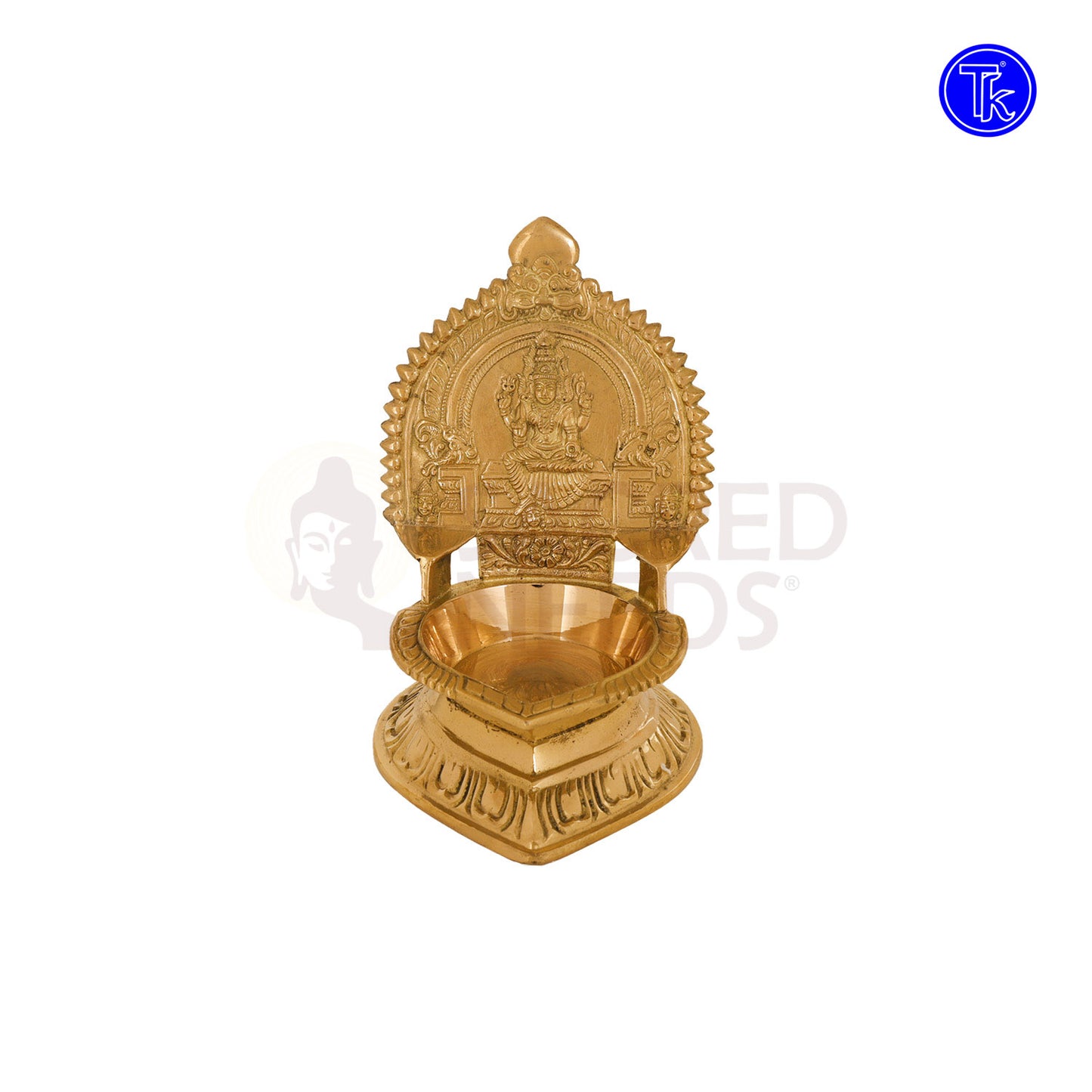 Brass Kanchi Kamakshi Vilakku – 7.2 Inch Shakti Deepam for Home Pooja and Rituals