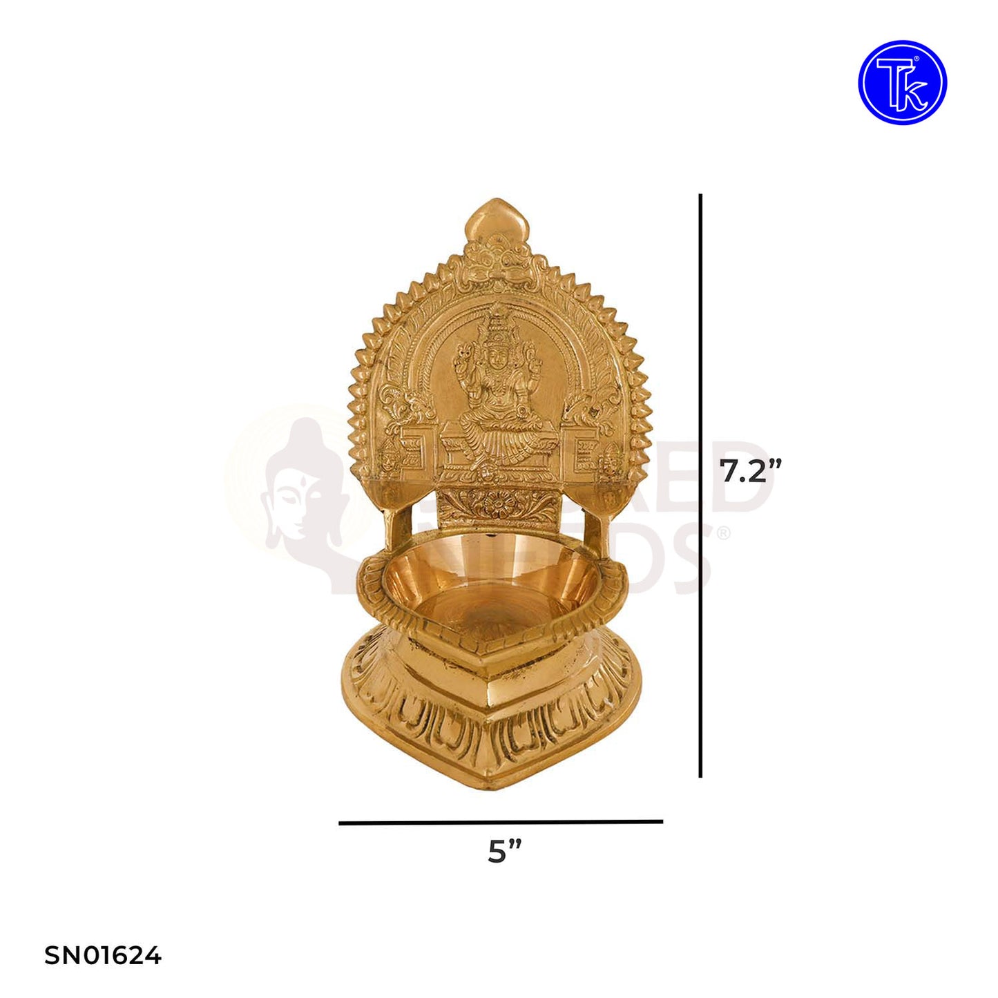 Brass Kanchi Kamakshi Vilakku – 7.2 Inch Shakti Deepam for Home Pooja and Rituals