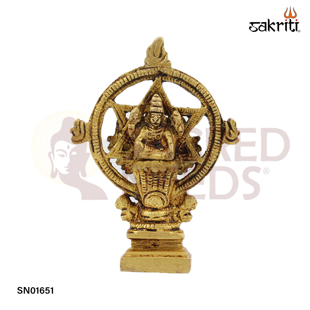 Brass Chakrathalvar – 3.3 Inch Discus-Wielding Vishnu Avatar Idol for Devotion