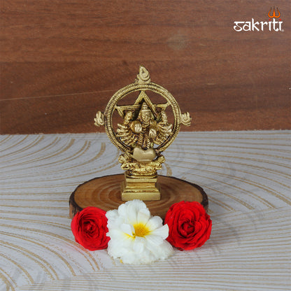 Brass Chakrathalvar – 3.3 Inch Discus-Wielding Vishnu Avatar Idol for Devotion