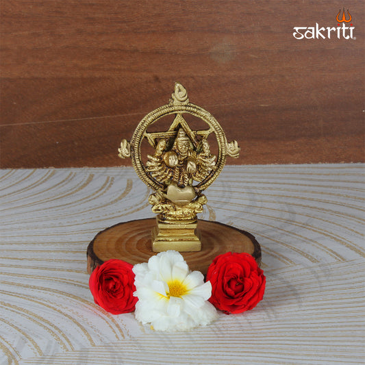 Brass Chakrathalvar – 3.3 Inch Discus-Wielding Vishnu Avatar Idol for Devotion