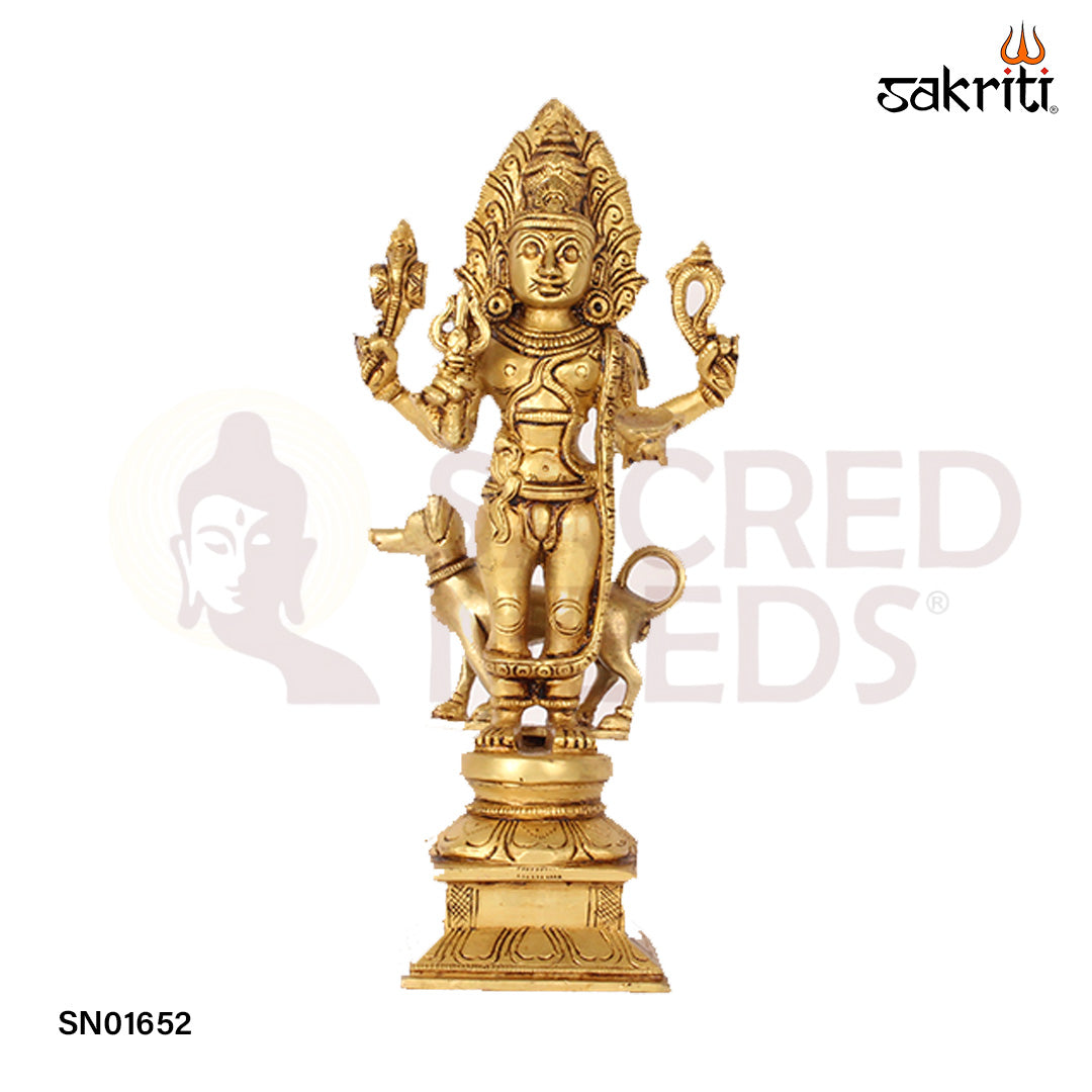 Brass Bhairavar – 11.2 Inch Fierce Form of Shiva Idol for Protection & Rituals
