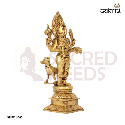 Brass Bhairavar – 11.2 Inch Fierce Form of Shiva Idol for Protection & Rituals
