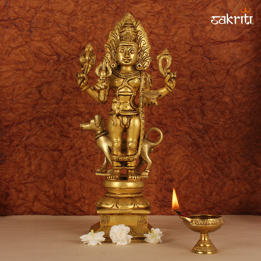 Brass Bhairavar – 11.2 Inch Fierce Form of Shiva Idol for Protection & Rituals