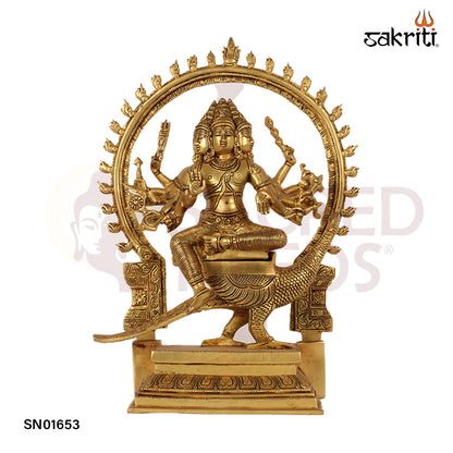 Brass Arumugam – 17 Inch Lord Murugan with Six Faces Idol for Devotional Worship