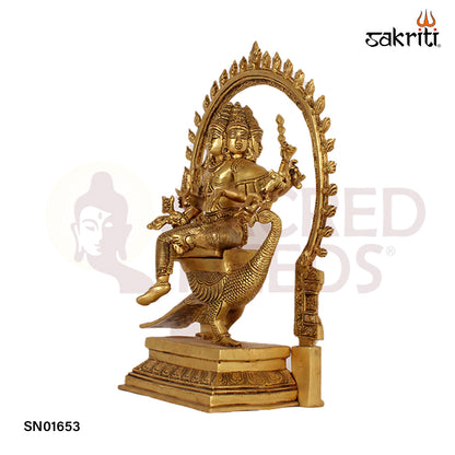 Brass Arumugam – 17 Inch Lord Murugan with Six Faces Idol for Devotional Worship