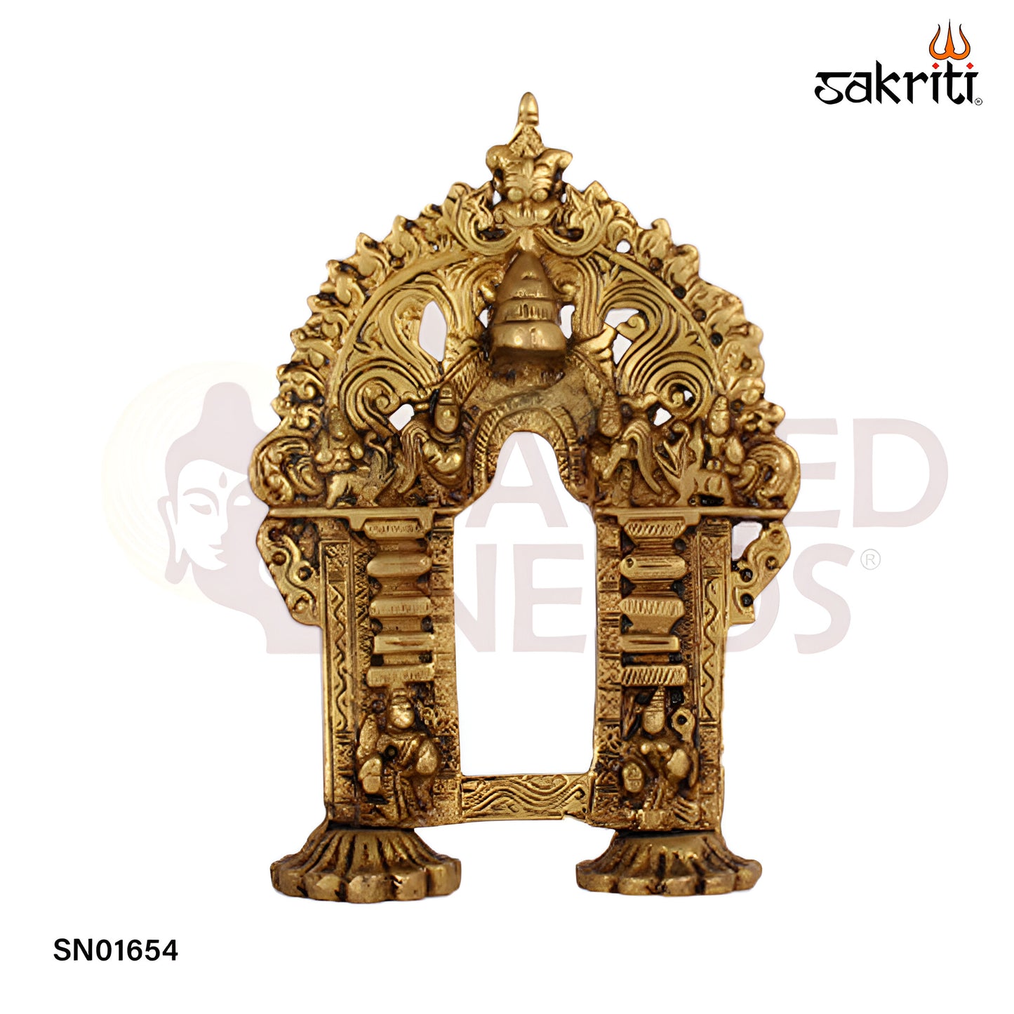 Brass Frame – 9 Inch Ornamental Brass Frame for Deity or Art Display