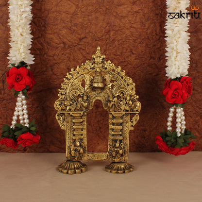 Brass Frame – 9 Inch Ornamental Brass Frame for Deity or Art Display