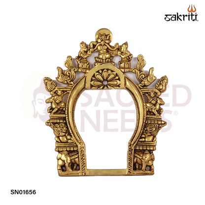 Brass Frame – 7.9 Inch Brass Embossed Frame for Murti or Wall Art