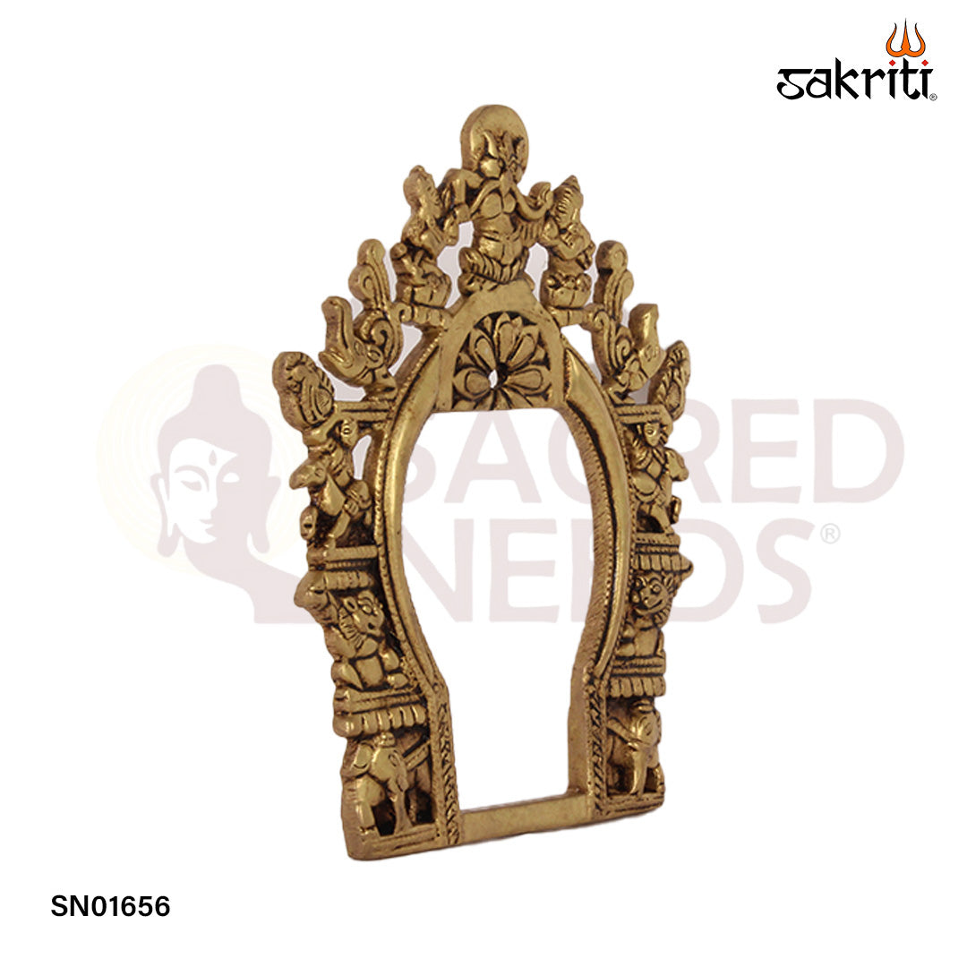 Brass Frame – 7.9 Inch Brass Embossed Frame for Murti or Wall Art