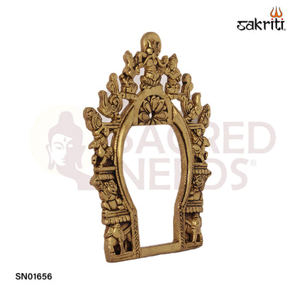 Brass Frame – 7.9 Inch Brass Embossed Frame for Murti or Wall Art