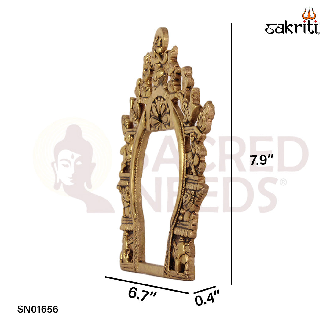 Brass Frame – 7.9 Inch Brass Embossed Frame for Murti or Wall Art