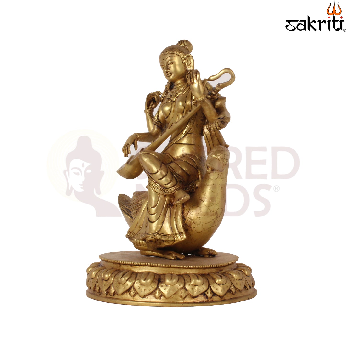 BRASS SARASWATHI WITH SWAN