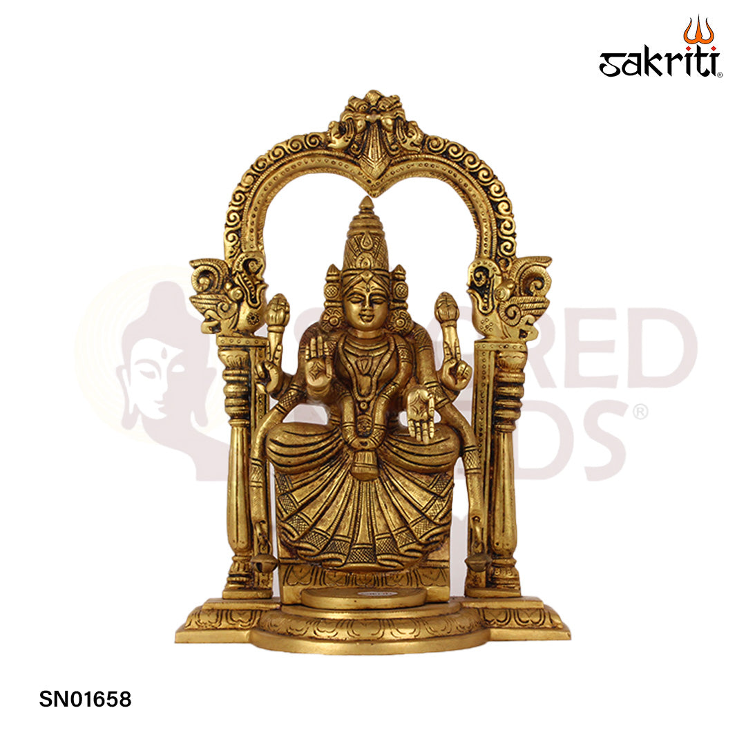 Brass Frame Padmavathi – 12.5 Inch Goddess Padmavati Idol with Temple-Style Frame