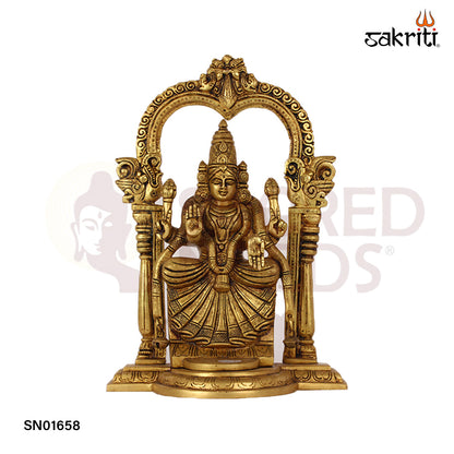 Brass Frame Padmavathi – 12.5 Inch Goddess Padmavati Idol with Temple-Style Frame