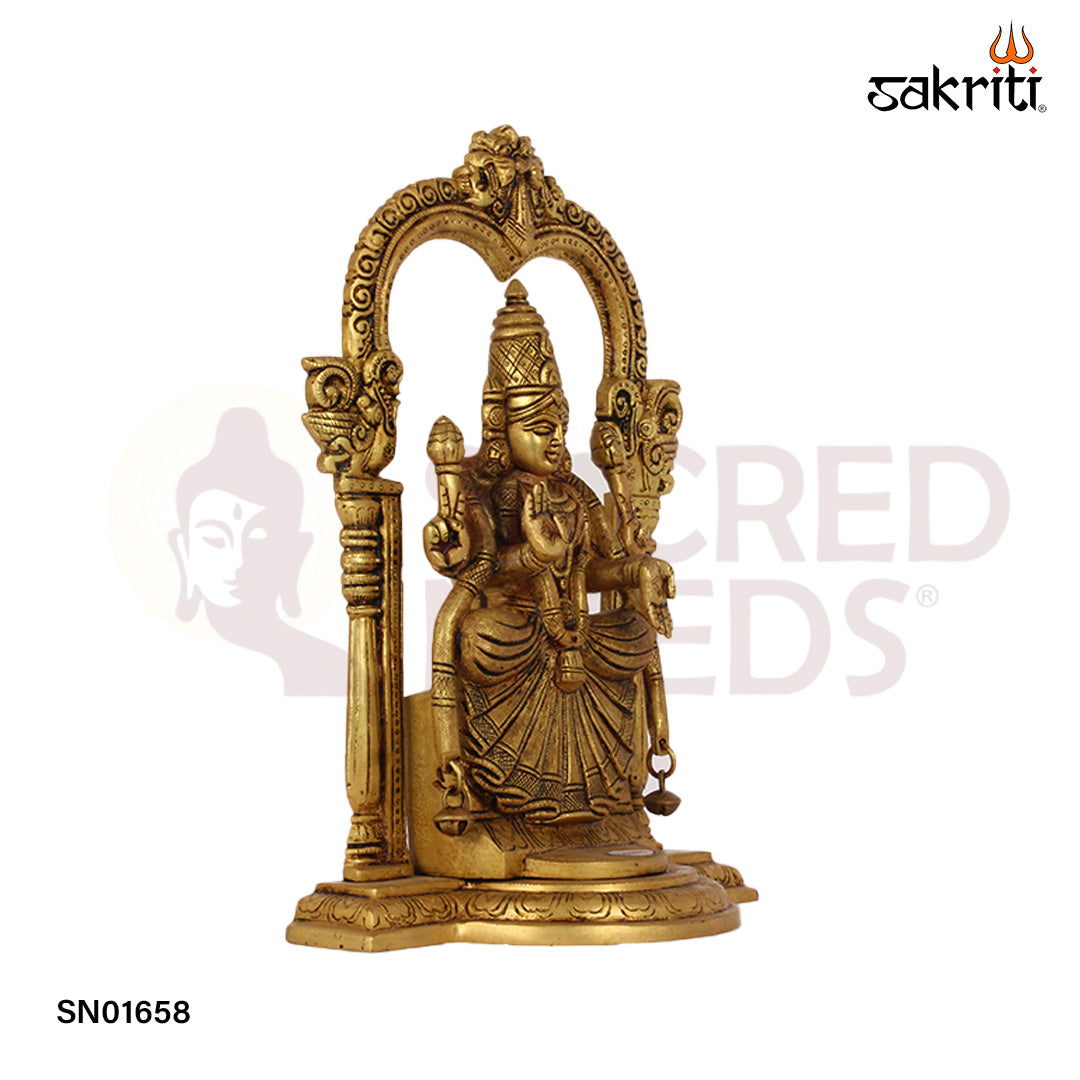Brass Frame Padmavathi – 12.5 Inch Goddess Padmavati Idol with Temple-Style Frame