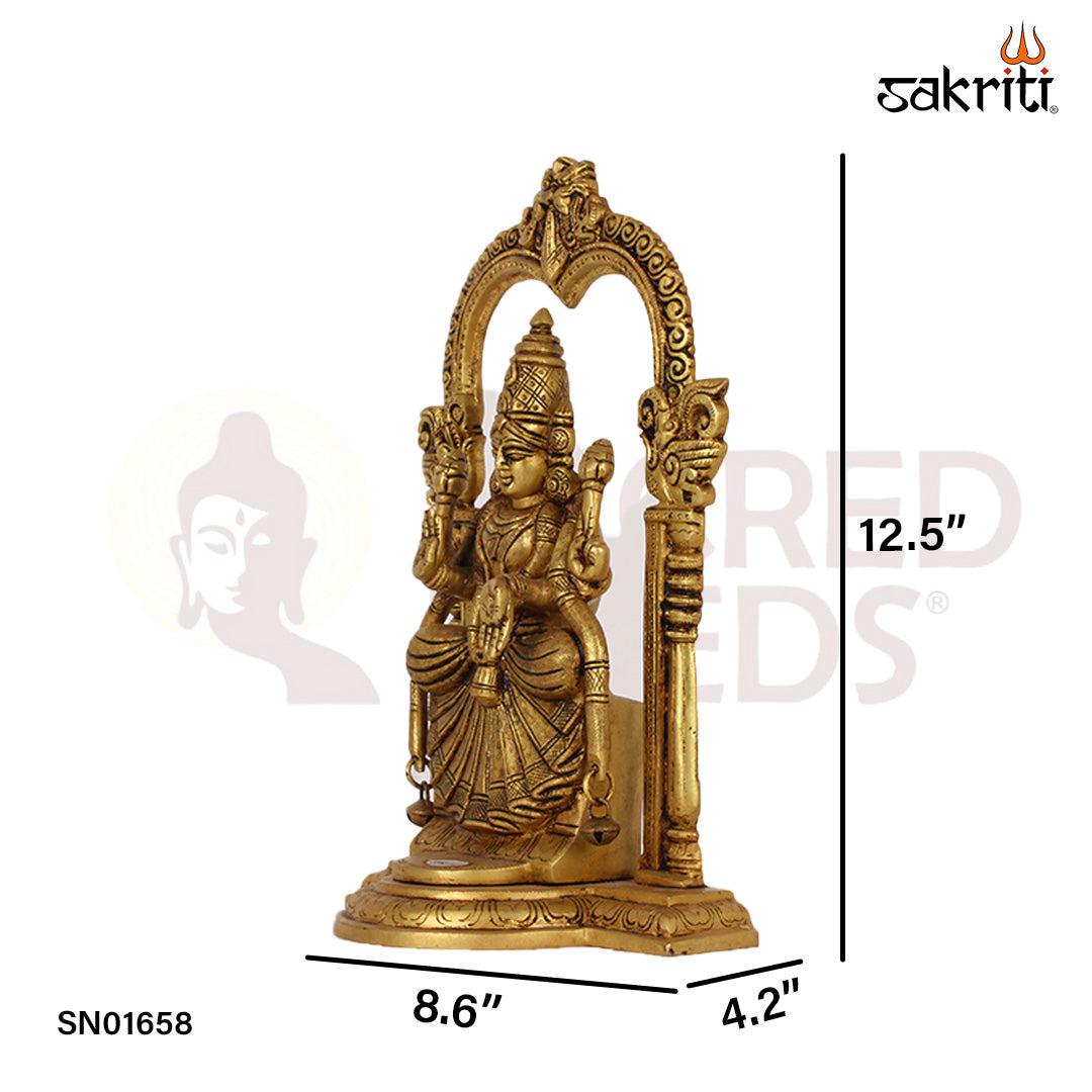 Brass Frame Padmavathi – 12.5 Inch Goddess Padmavati Idol with Temple-Style Frame