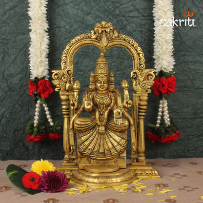 Brass Frame Padmavathi – 12.5 Inch Goddess Padmavati Idol with Temple-Style Frame