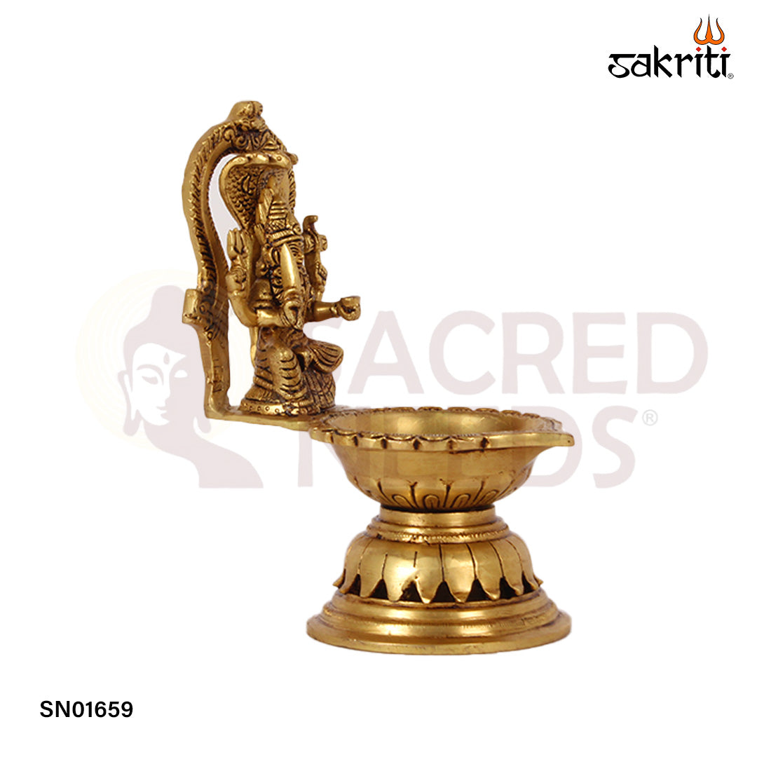 Brass Karumari Amman Vilakku – 7.8 Inch South Indian Folk Goddess Oil Lamp