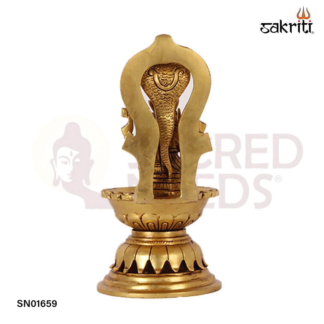 Brass Karumari Amman Vilakku – 7.8 Inch South Indian Folk Goddess Oil Lamp