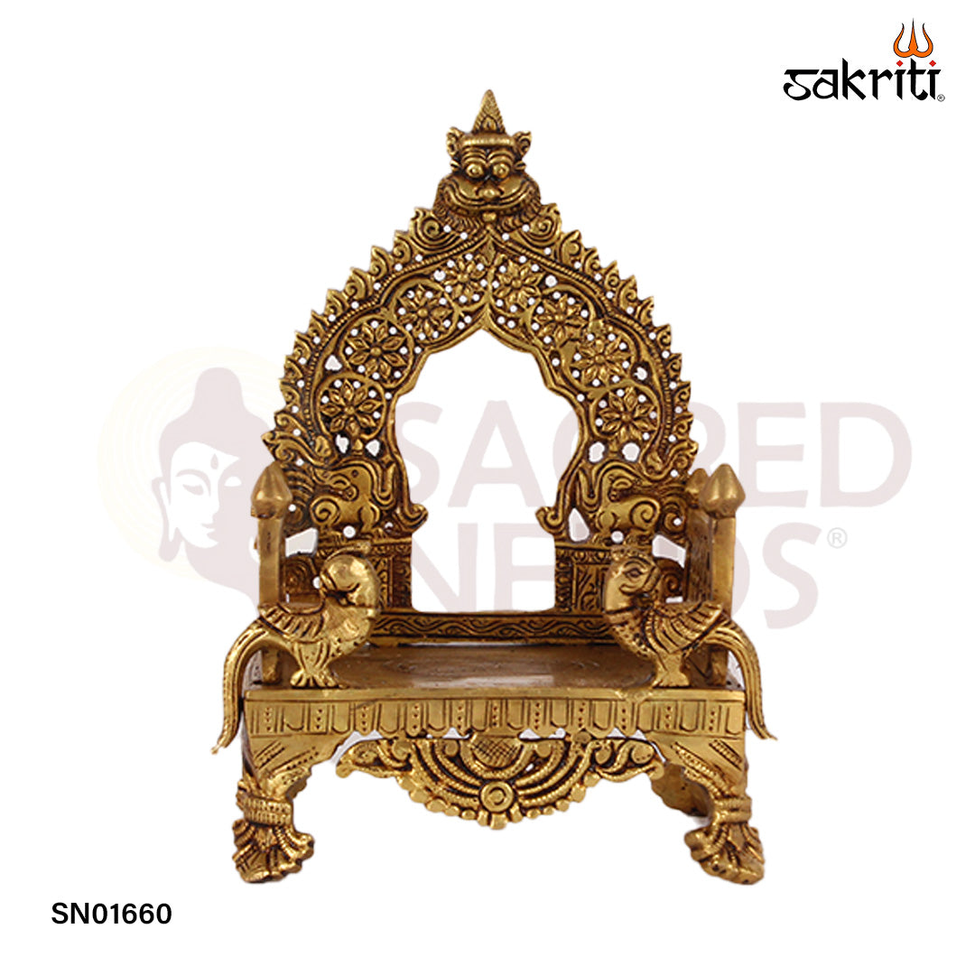Brass Simhasanam – 8 Inch Royal Throne for Placing Deity Idols in Mandirs