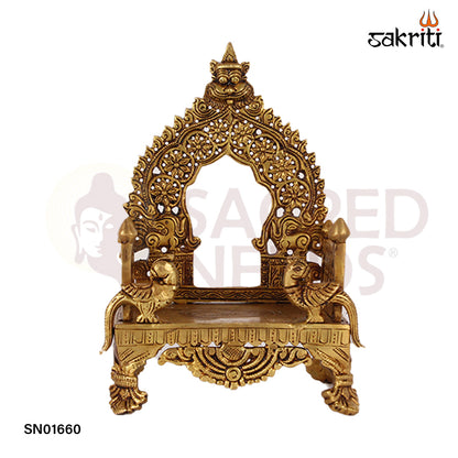 Brass Simhasanam – 8 Inch Royal Throne for Placing Deity Idols in Mandirs