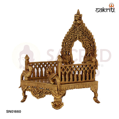 Brass Simhasanam – 8 Inch Royal Throne for Placing Deity Idols in Mandirs