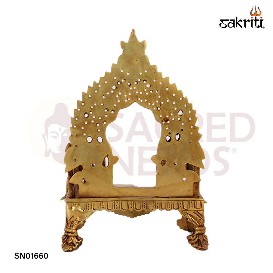 Brass Simhasanam – 8 Inch Royal Throne for Placing Deity Idols in Mandirs