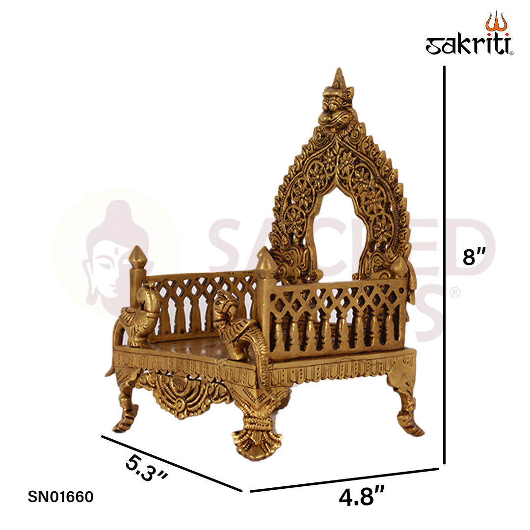 Brass Simhasanam – 8 Inch Royal Throne for Placing Deity Idols in Mandirs