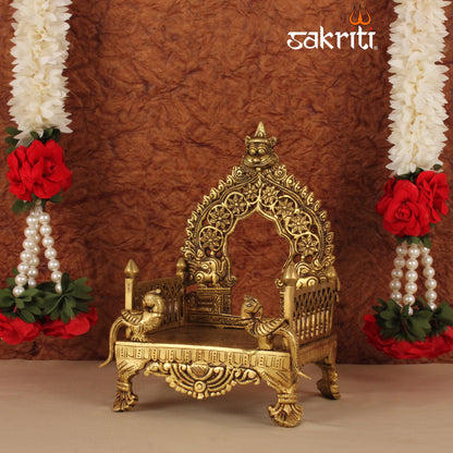 Brass Simhasanam – 8 Inch Royal Throne for Placing Deity Idols in Mandirs