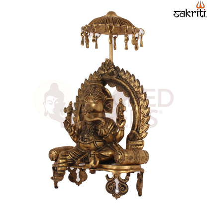 BRASS CHATRI GANESHA