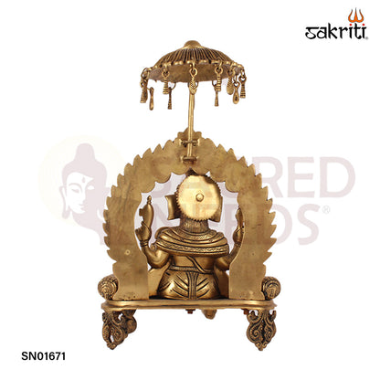 Chatri Ganesha with Simhasanam – 18 Inch Seated Ganesha with Canopy and Throne