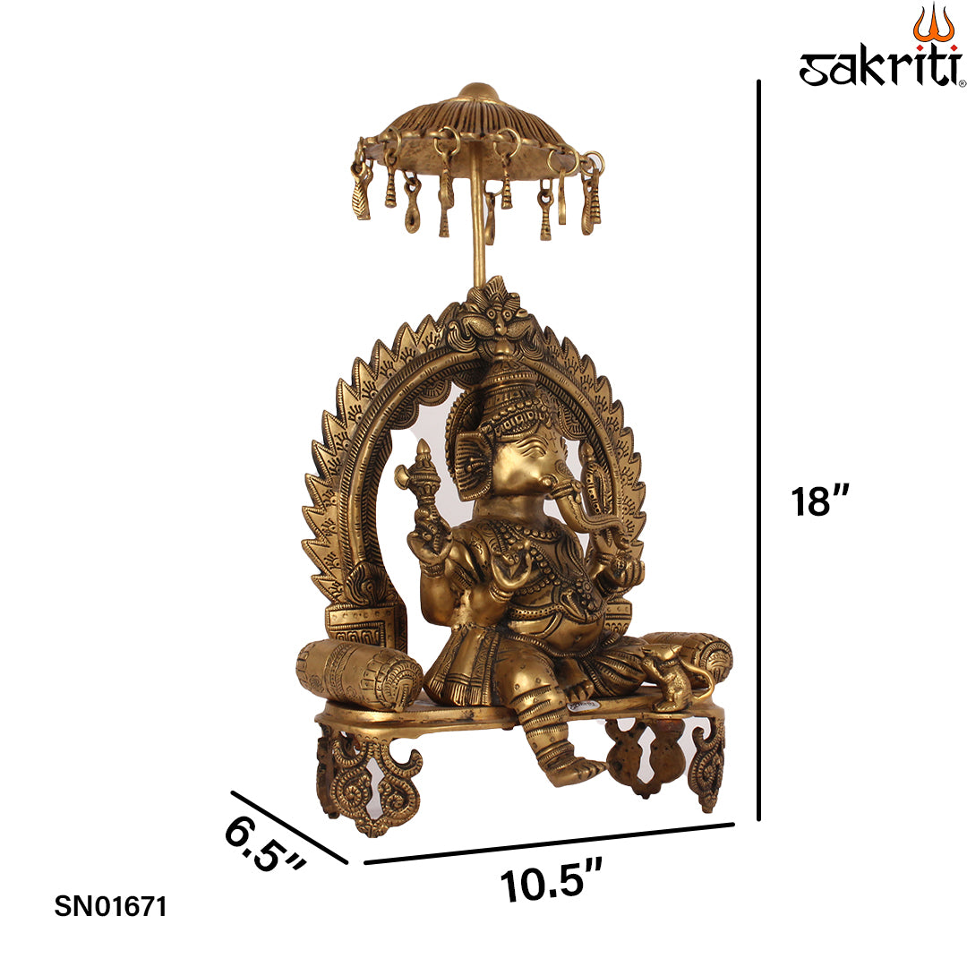 BRASS CHATRI GANESHA