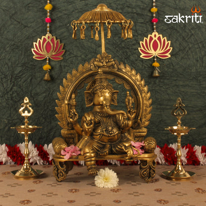 BRASS CHATRI GANESHA