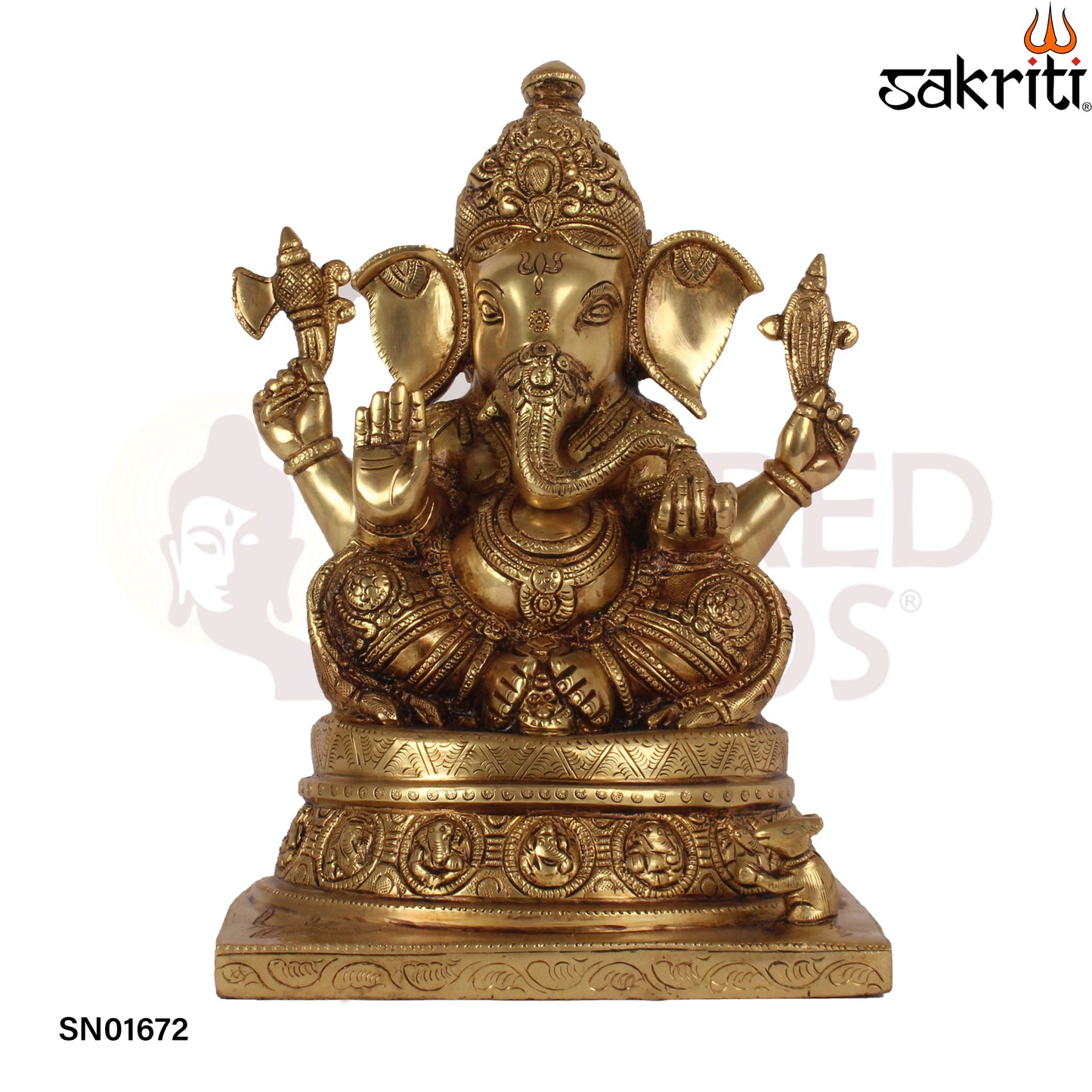 Brass Ganesha – 13 Inch Large Ganapati Idol for Home Decor or Mandir