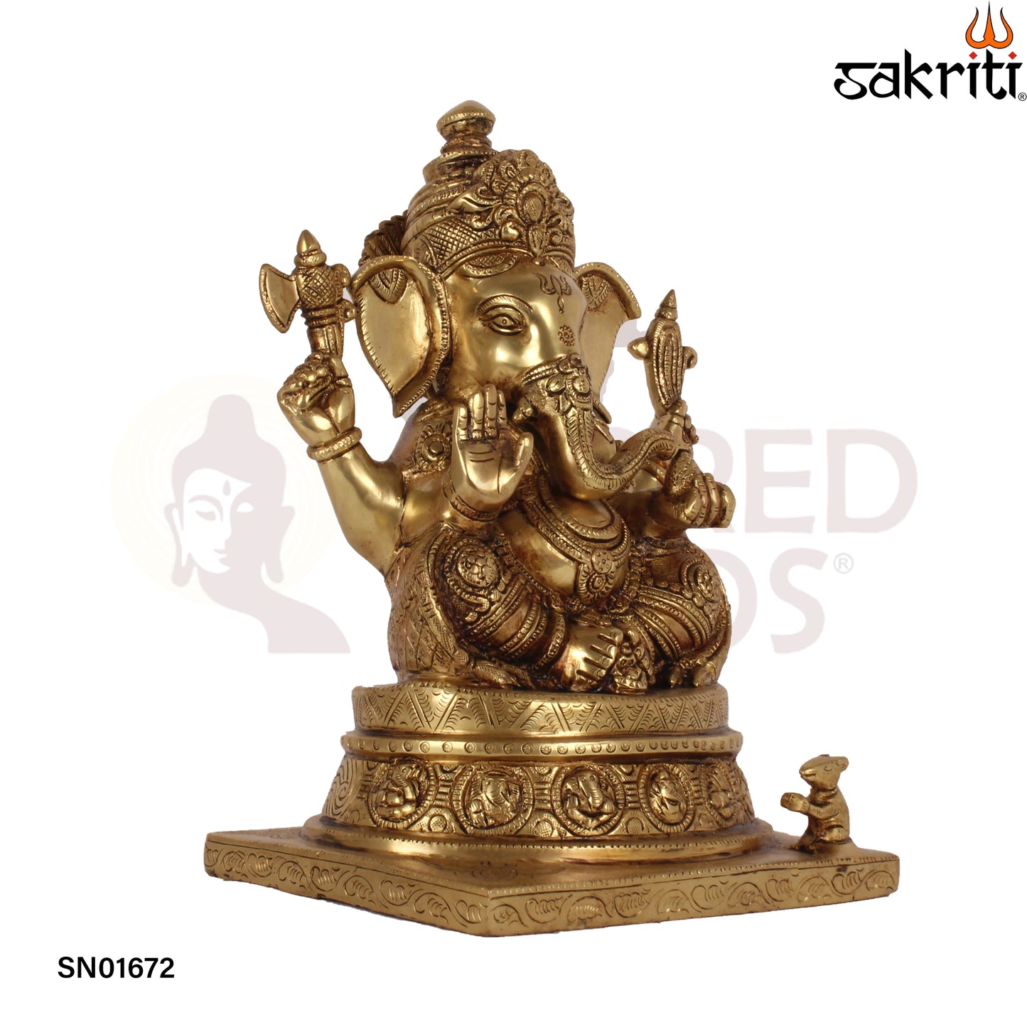 Brass Ganesha – 13 Inch Large Ganapati Idol for Home Decor or Mandir