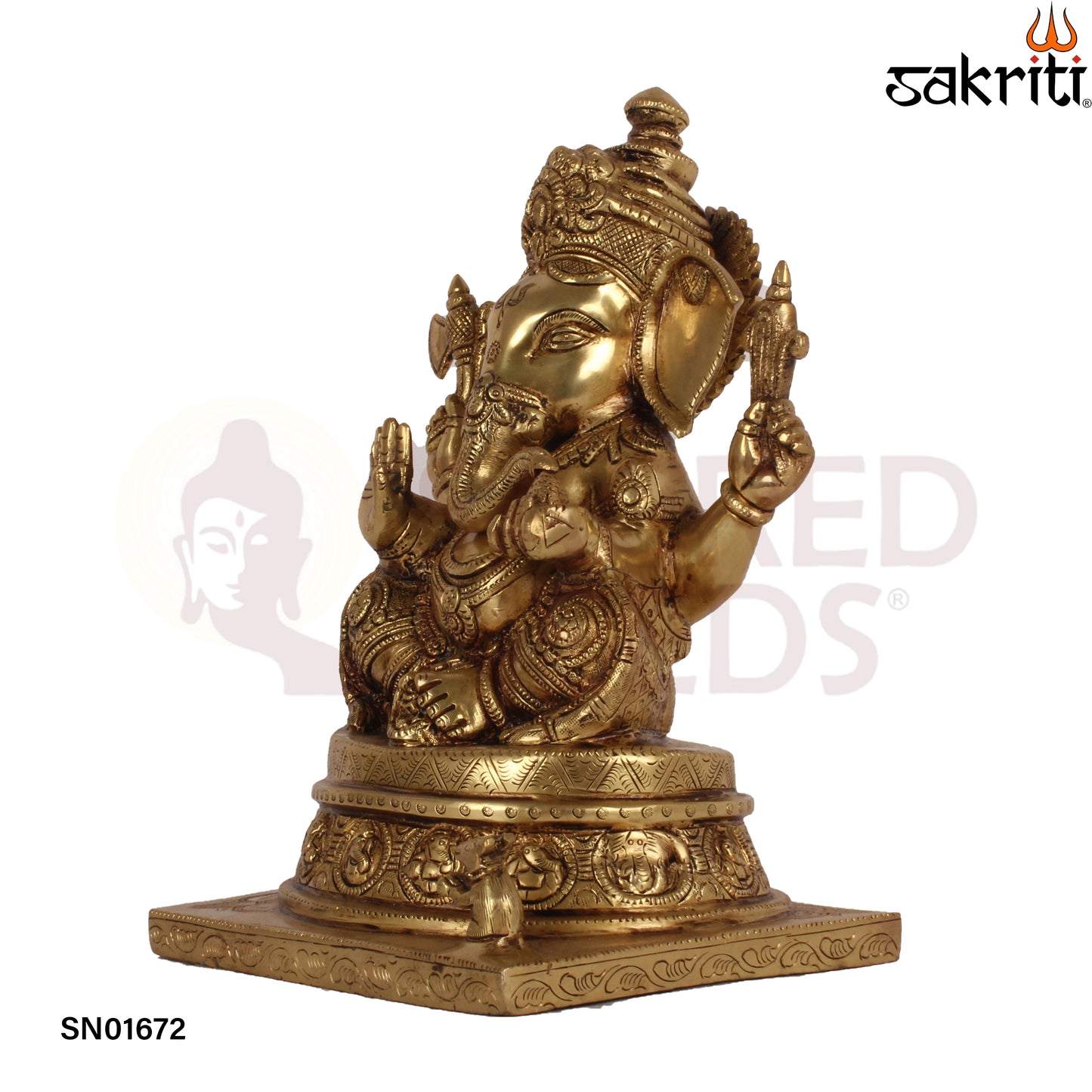 Brass Ganesha – 13 Inch Large Ganapati Idol for Home Decor or Mandir