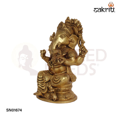 Brass Ganesha – 11 Inch Lord Ganapati Idol for Pooja, Decor or Festive Gift