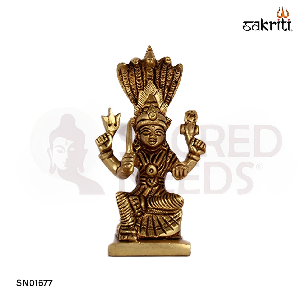 Brass Karumari Amman – 3.9 Inch South Indian Village Goddess Idol for Worship