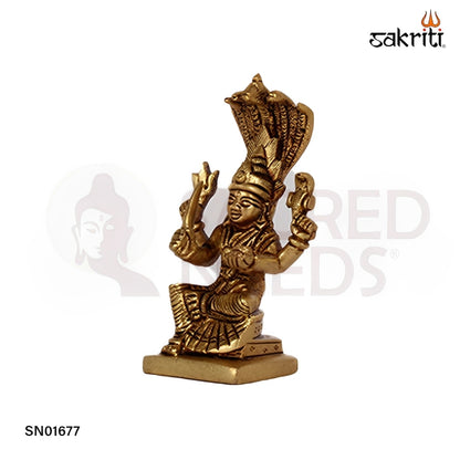 Brass Karumari Amman – 3.9 Inch South Indian Village Goddess Idol for Worship
