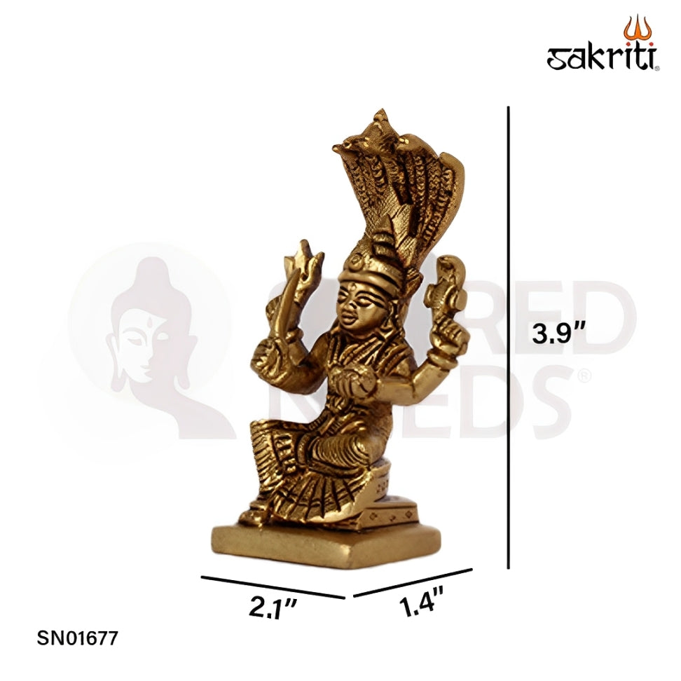 Brass Karumari Amman – 3.9 Inch South Indian Village Goddess Idol for Worship