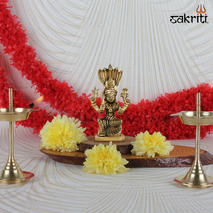 Brass Karumari Amman – 3.9 Inch South Indian Village Goddess Idol for Worship