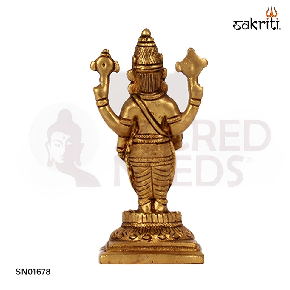 Brass Shankh Chakra Balaji – 5.7 Inch Vishnu Idol with Conch and Discus for Devotional Use