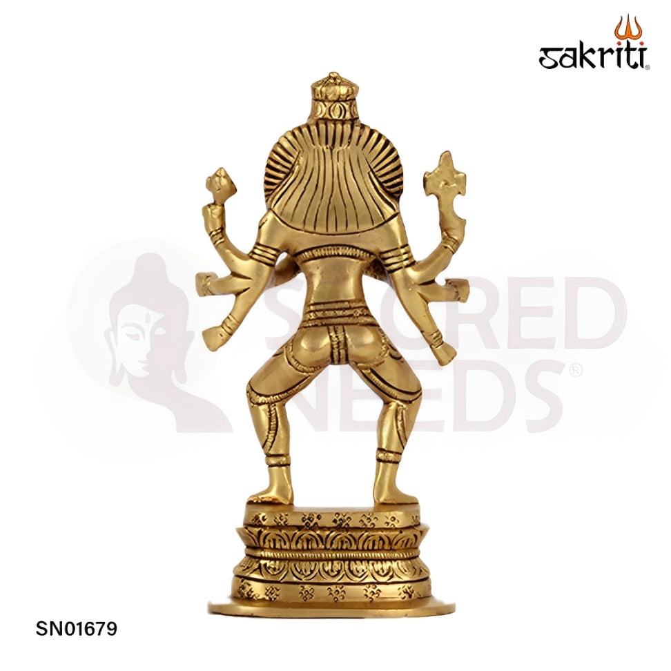 Brass Standing Narasimha – 7.3 Inch Ugra Narasimhar Idol for Protection & Puja