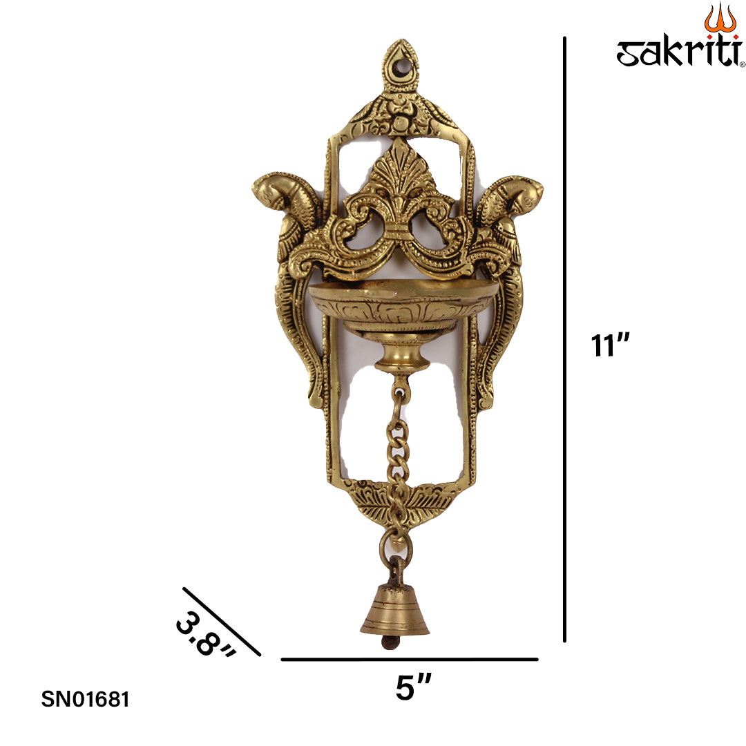 BRASS HANGING DEEPAM WITH BELL