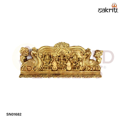Brass Lakshmi Ganesh Saraswathi Wall Mounted Plate – 12.5 Inch length Lakshmi Ganesh Saraswati Hanging Plate for Auspicious Decor