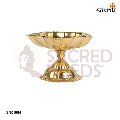 Brass 5 Wick Dana Deepam – 2.1 Inch Traditional Multi-Wick Oil Lamp for Pooja Rituals