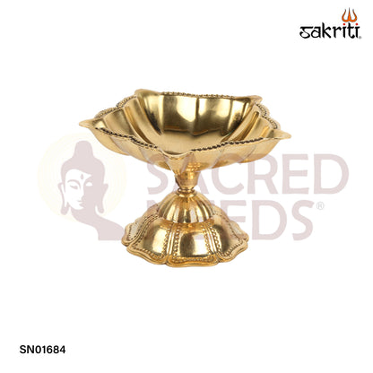 Brass 5 Wick Dana Deepam – 2.1 Inch Traditional Multi-Wick Oil Lamp for Pooja Rituals